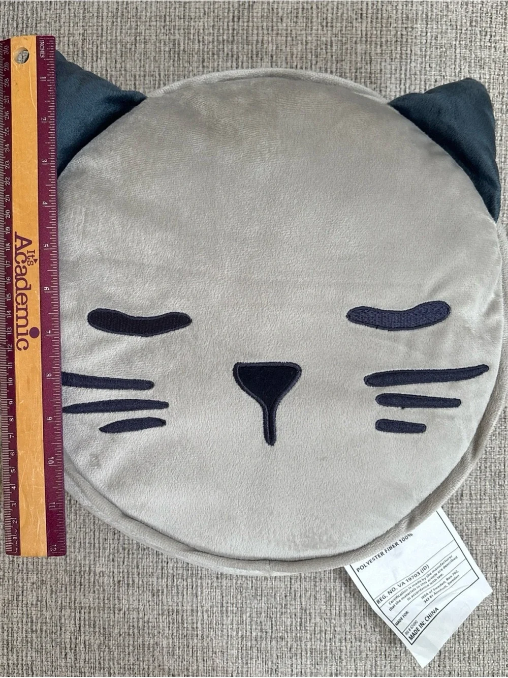 IKEA Gray and Black Cat Face Pillow cushion for bed or sofa new discontinued - Picture 4 of 16
